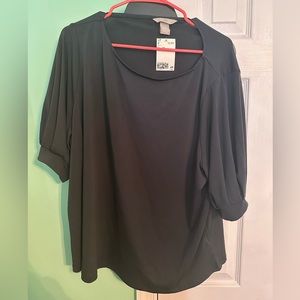 Grey chiffon-like short sleeved top. NWT